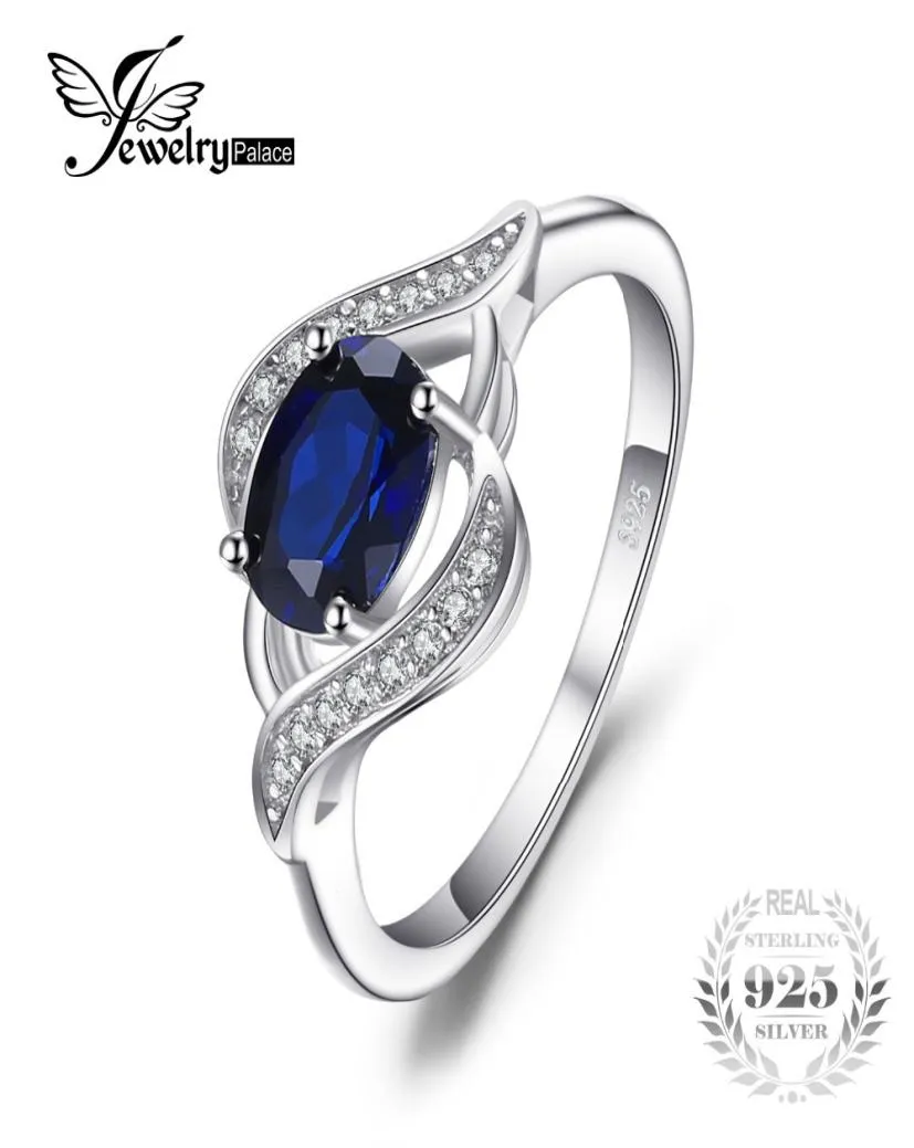 JewelryPalace 11ct Gemaakt Blauwe Saffier Verklaring Ring 925 Sterling Zilveren Sieraden Ring Sets Nieuw Cadeau Voor Vrouwen Als Geschenken C1811082156134