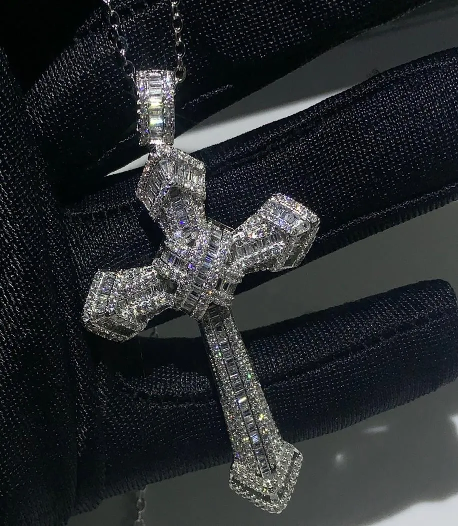 Nowa luksusowa biżuteria Choucong 925 srebrna torba biała topaz cZ diamentowe kamienie szlachetne wisiork Wedding Women Naszyjnik dla mężczyzn Dift9225482