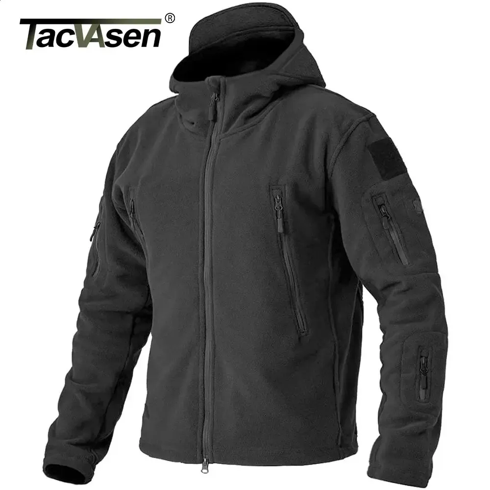 Tacvasen Tactical Fleece Jacketsメンズ軍事作業フード付きサファリコートアウトドアウォームジャケットウィンドブレイカー240124