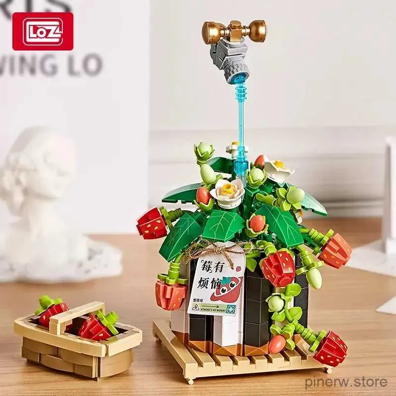 Blocks Building Block Cherry Blossom Potted Succulent Bonsai vardagsrum Dekoration Mini Small Particle Assembly Toy Puzzle