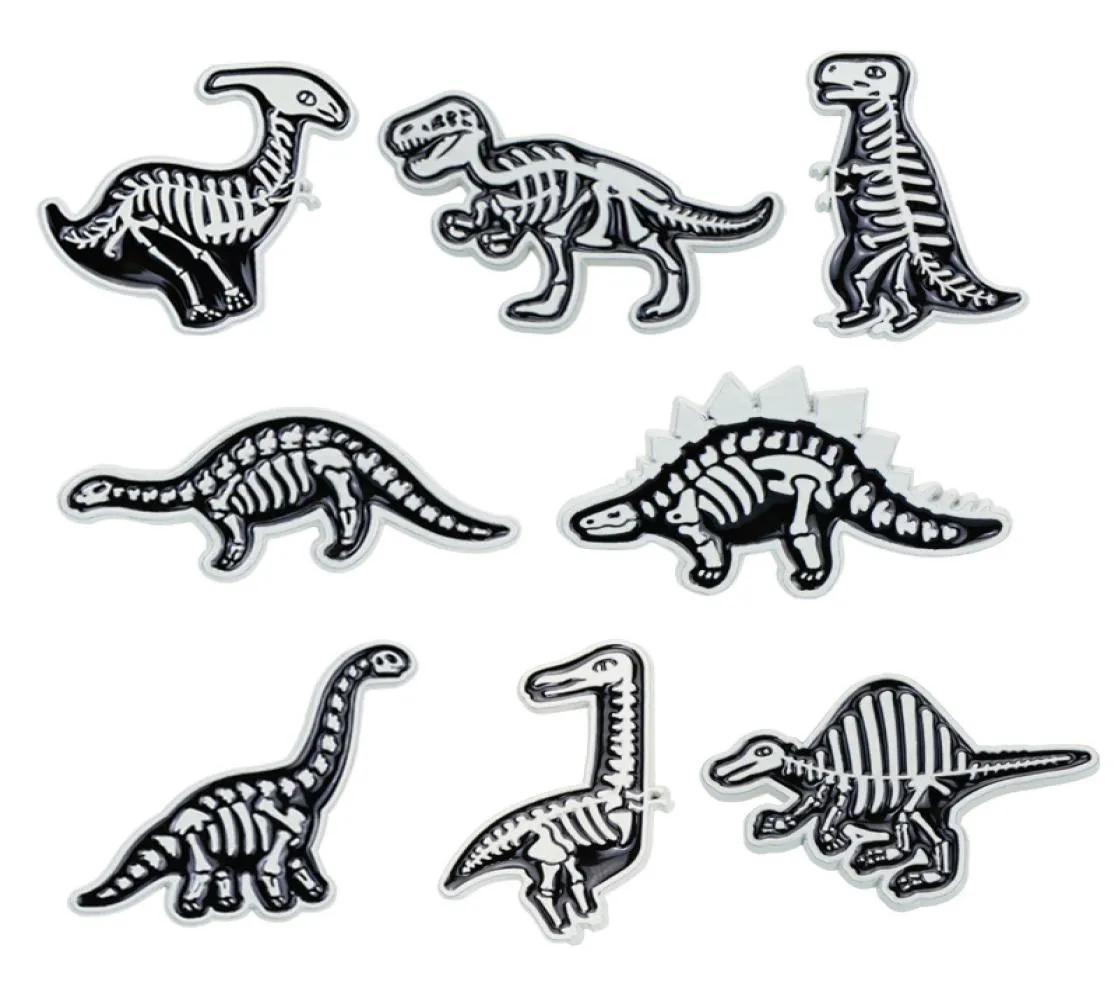 Skull Skull Dinosaur Szkielet Bról Bról Pins 12pcs Zestaw Zabawny zwierzęcy ze stopu farba Emalia Men039s Brawochy Małe ubrania Jewel3080908