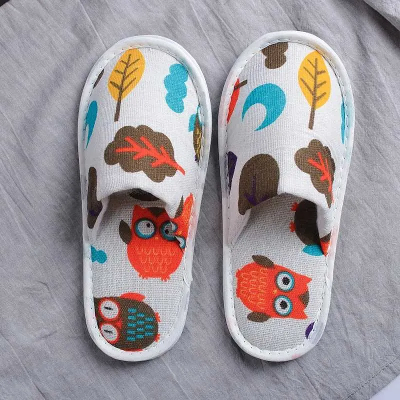 Slipper Disposable Children Hotel Travel Owl Slippers Party Sanitary Home Guest Use Fluffy Closed Toe Boys Girls Disposable Slippers#50 240408