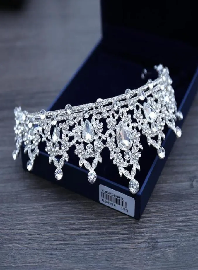 Gelin Mücevher Tiara Başlıkları Beyaz Kristal Gelin Prenses Taç Gelinlik için Başlık 2019 Düğün Gelin Accessori1838951