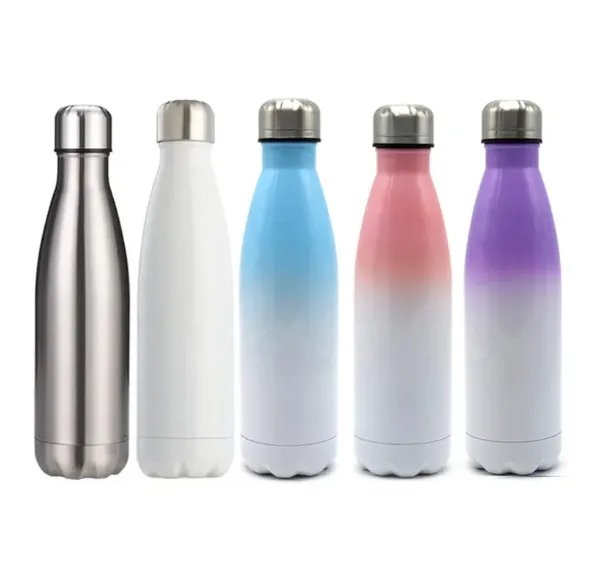 DIY Sublimation 17oz Cola Bottle with Gradient Color 500ml Stainless Steel Cola Shaped Water Bottles Double Walled Insulated Flasks 570Q