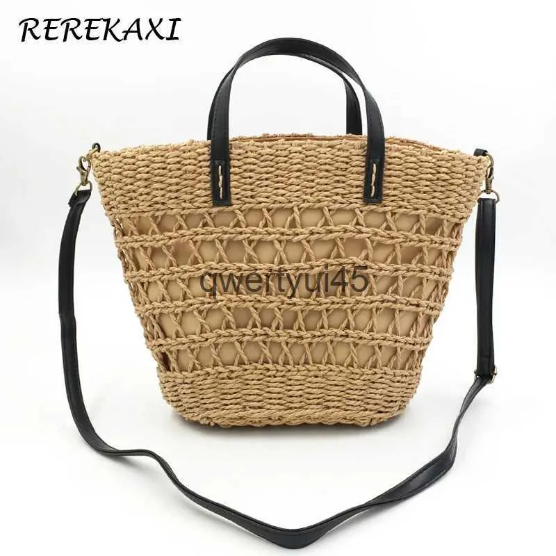 Shoulder Bags REREKAXI Womens andbag Crossbody Bag andmade Straw Beac Female ollow Soulder Woven Messenger Boemian ToteH24218