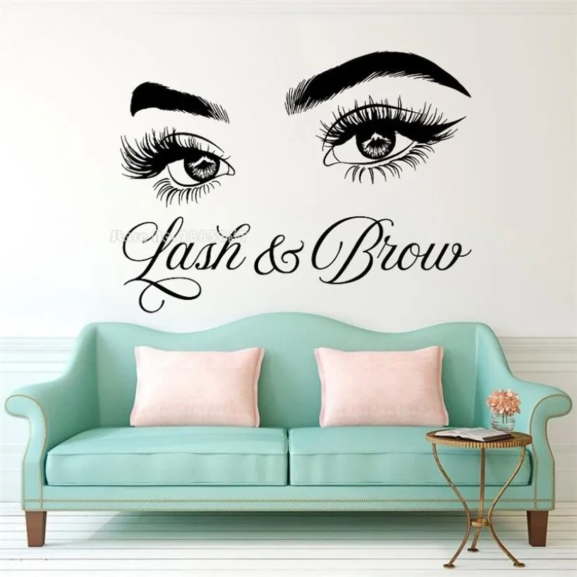 Lash Brow Wall Decal Eyelash Extension Beauty Salon Decoration Make Up Room Wall Stickers Art Cosmetic Art Poster LL300 201201241K