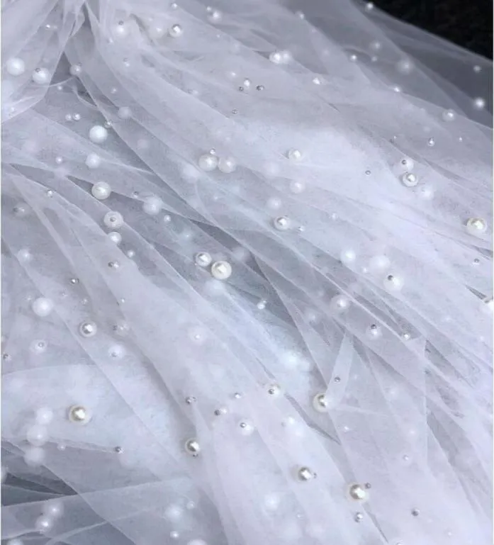 1 Tier Cathedral Crystal Pearl Wedding Veils One Layer Long Cathedral Length Bridal Veil With Pearl Ivory Custom Made1942297