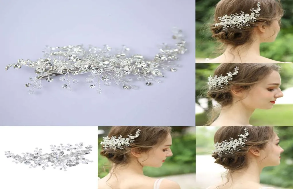 Q2021clip J6163 Hairpin أو Diamond Beautiful Side Bride Headdrs يدويًا مجوهرات الزفاف.