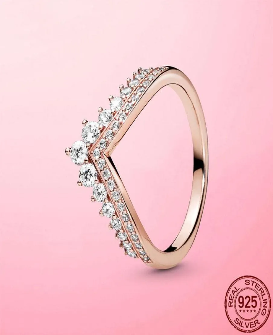 Pierścienie klastra 925 Sterling Silver Women Ring Princess Wishbone Finger for Wedding Pround zaręczyny Fine Jewelry Anel Prezent4510182