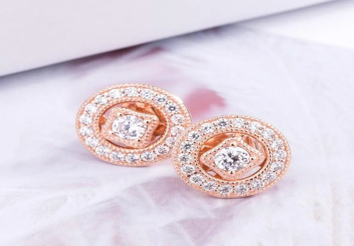 Gros-Vintage CHARM CZ Diamond Stud Boucles d'oreilles de luxe Designer Bijoux pour 925 Sterling Silver avec Box Lady Stud Boucles d'oreilles5879749