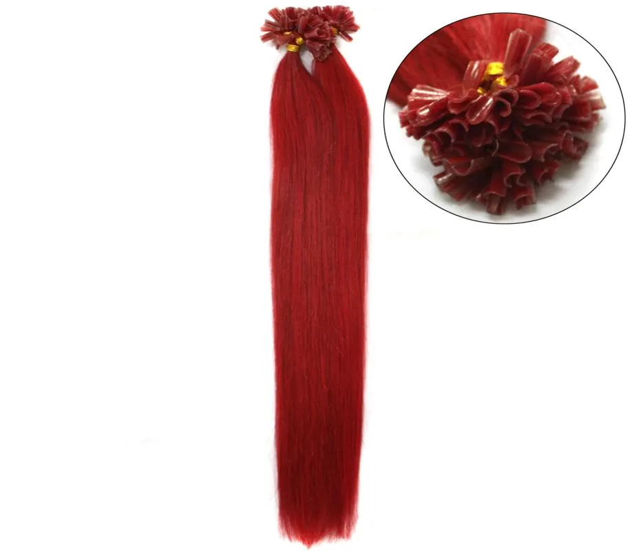 entier 300spack 05gs 14039039 24quot Kératine Stick u Tip Extensions de cheveux humains cheveux brésiliens rouge dhl Fast shippi3262191