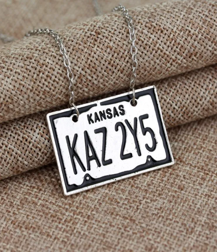 Joias sobrenaturais Kansas KAZ 2Y5 colar com pingente de placa de licença para mulheres e homens ps05341393312