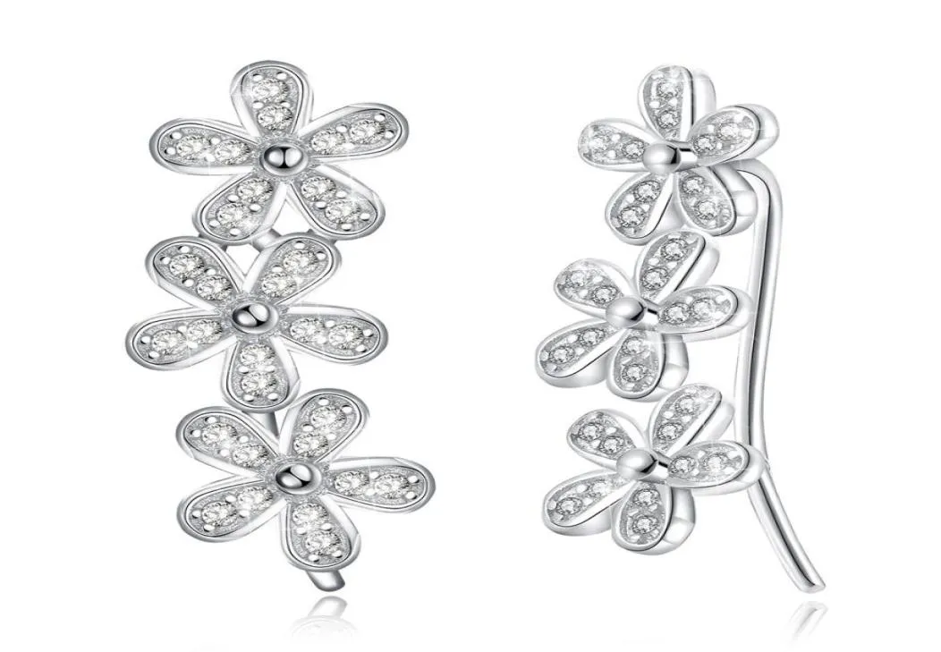 Full Cubic Zirconia Daisy Flower Ear Crawlers svep manschettkroka örhängen 1 par7756647