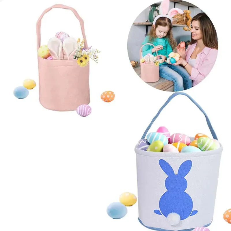 10-delige fluwelen geschenkmand voor Pasen met konijnenoren cartoon snoepzakhandvat kinderpaasfeesthandtas 240218