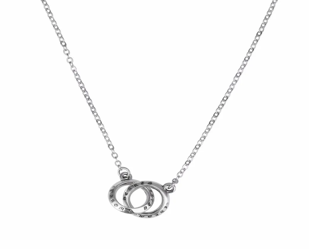 925 colliers pendentif en argent sterling bijoux de mode 2 liens ronds connectés pendentif colliers de créateurs faits à la main pour hommes femmes7997593