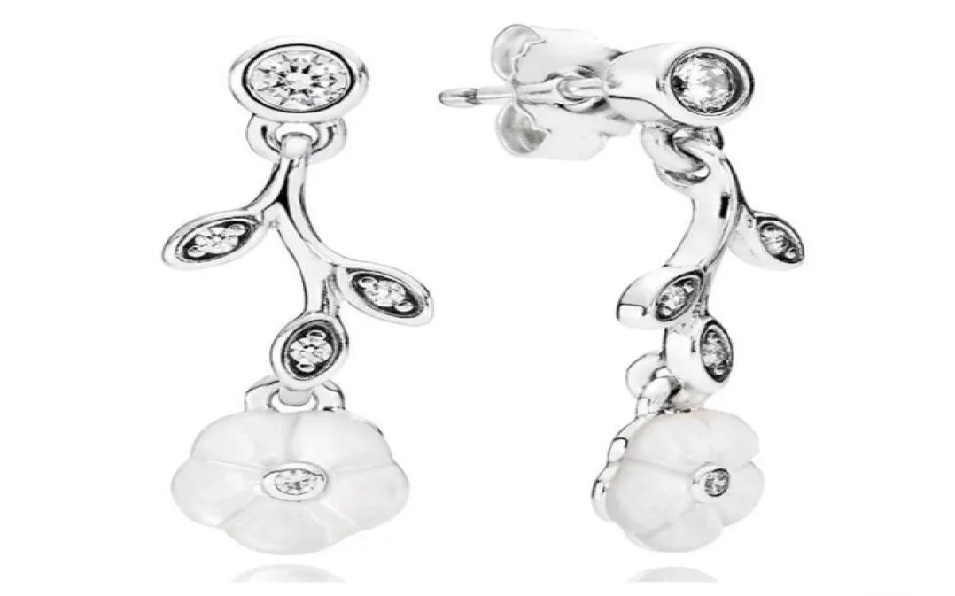 Hanging Flower earrings mother of pearl authentic S925 silver fits for original style bracelet 290699MOP H8ale9546292