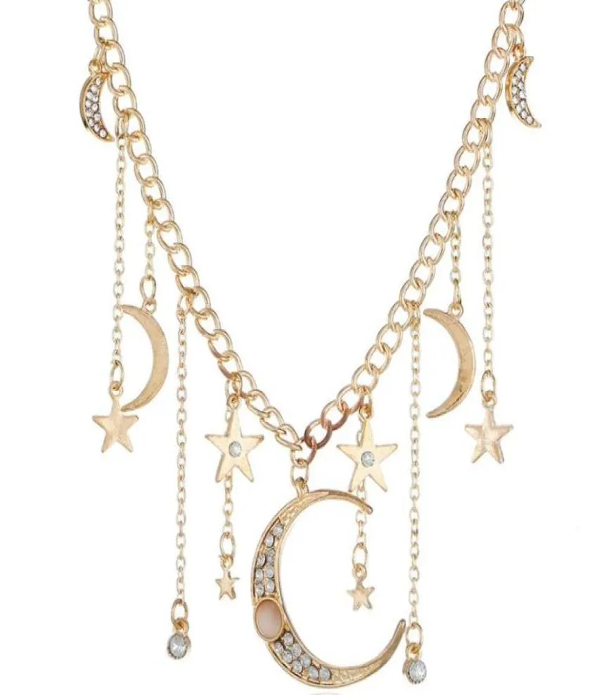 Popüler moda klasik ay ve yıldız kolye kolye kadınlar için moda mücevherleri love için hediye kutusu72990134457422