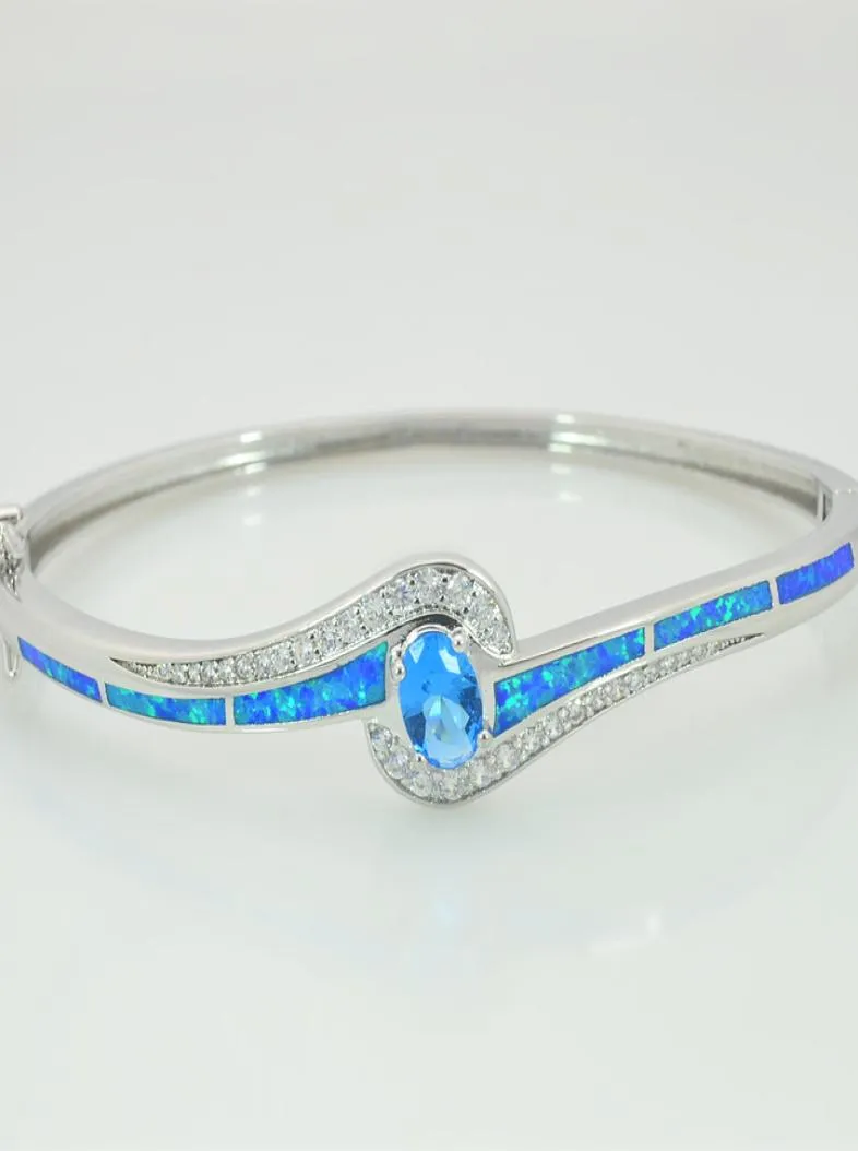 Blue Fire Opal Cubic Zirconia 925 Silver Bracelet Whole for Women Jewelry Bangle Bracelet3520036