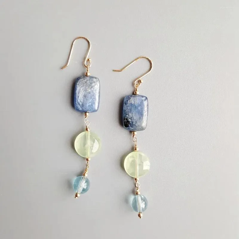 Dangle Earrings LiiJi Real Kyanite Prehnite Blue Topaz 925 Sterling Silver Handmade Drop Delicate Jewelry For Women Gift