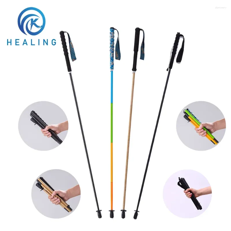 Trekking Poles Full Carbon Traming Folding Ultra-Light Five-Section Portable Travel Walking Sticks