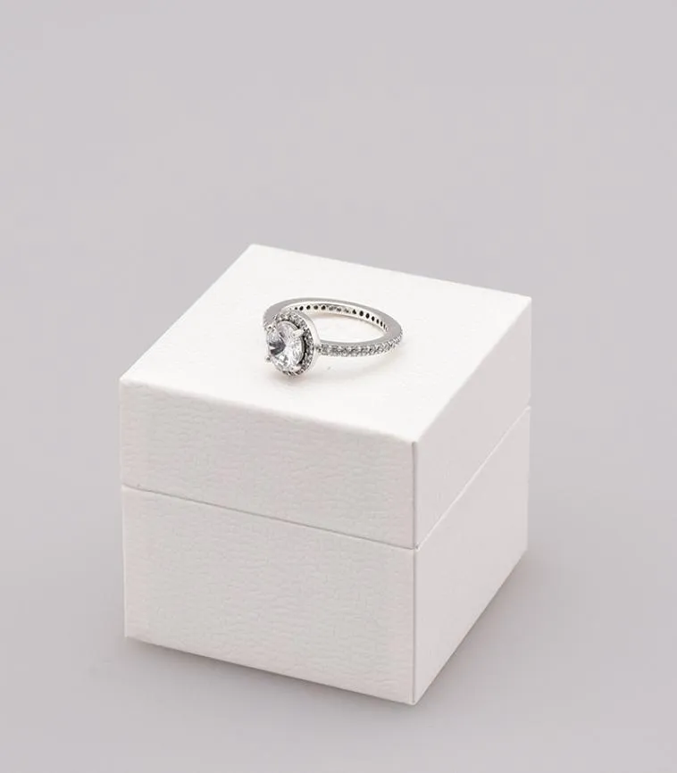 Ny Real 925 Sterling Silver Cz Diamond Ring med original Box Set Fit Style Wedding Ring Engagement Smycken för kvinnor Girls AA15254512