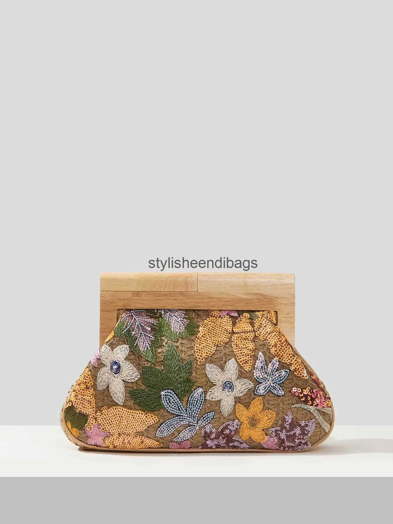 Bolsa de mão feminina com padrão de contas tecido bolsa de noiteH24219