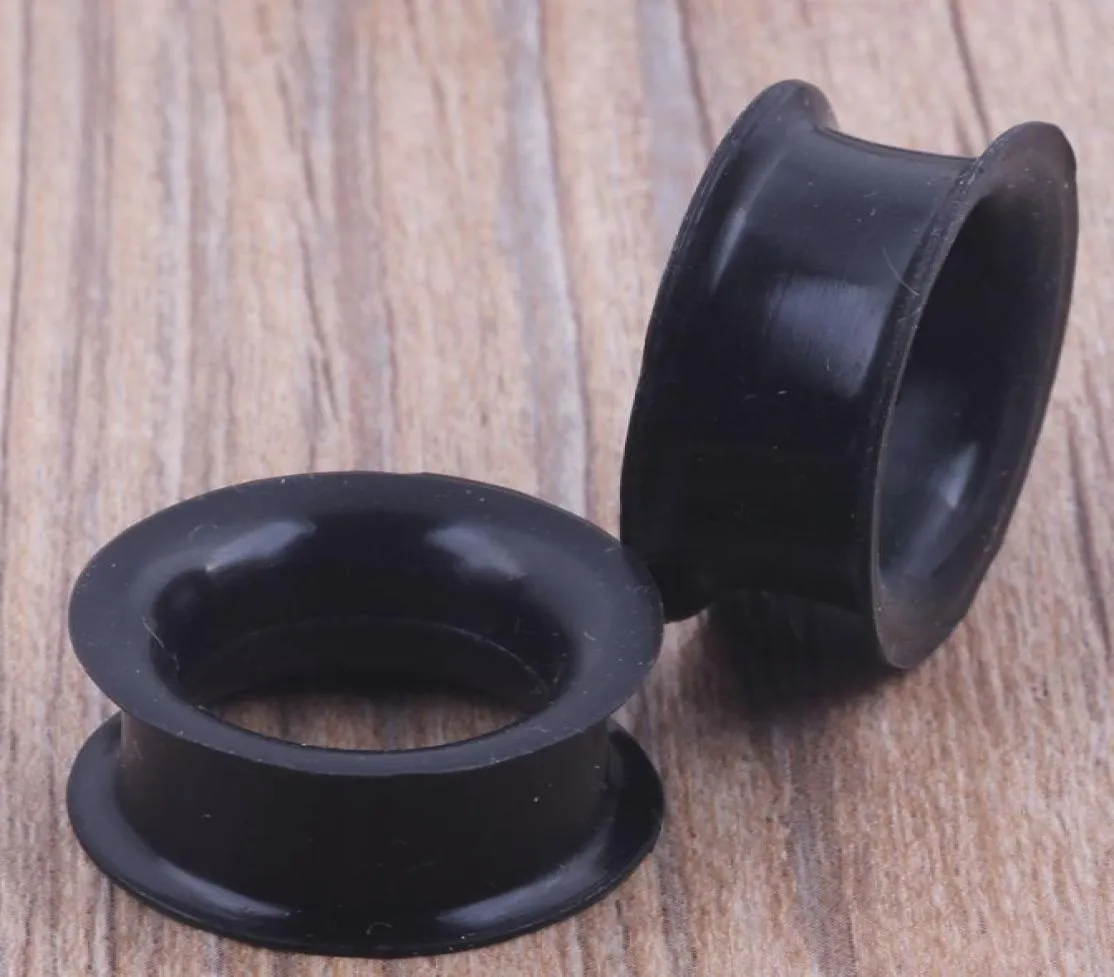 mix 425mm silicone double flare silicone flesh tunnel ear plug 96pcs black color body jewelry3688757
