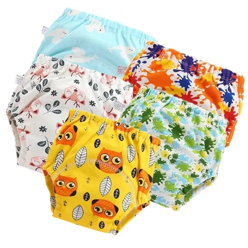 4 pc/Lot pantalons d'entraînement en coton culottes couches en tissu imperméables couches réutilisables sous-vêtements de bébé 240125