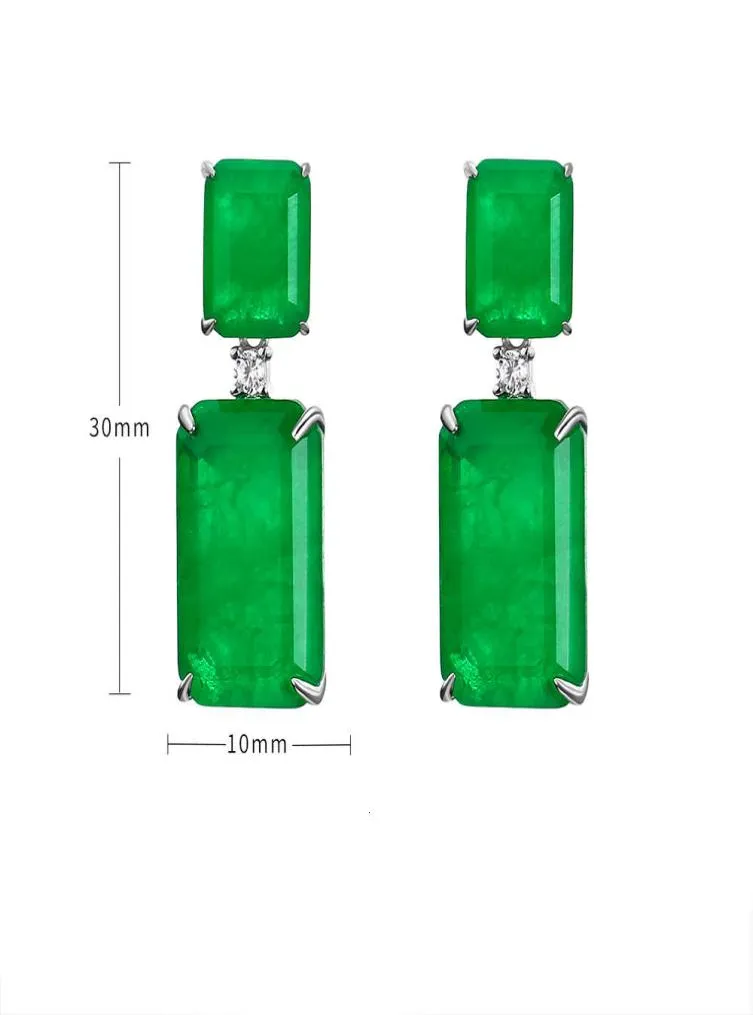 925 Sterling Sier Emerald Gemstone Stud örhängen0123455272677