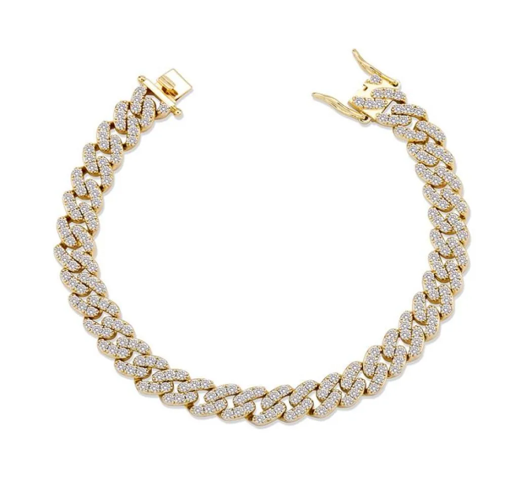 Bracelets pour femmes, bijoux de 8mm de largeur, plaqué or 18 carats, chaîne cubaine, Bracelets de luxe en Zircon scintillant, 1413391