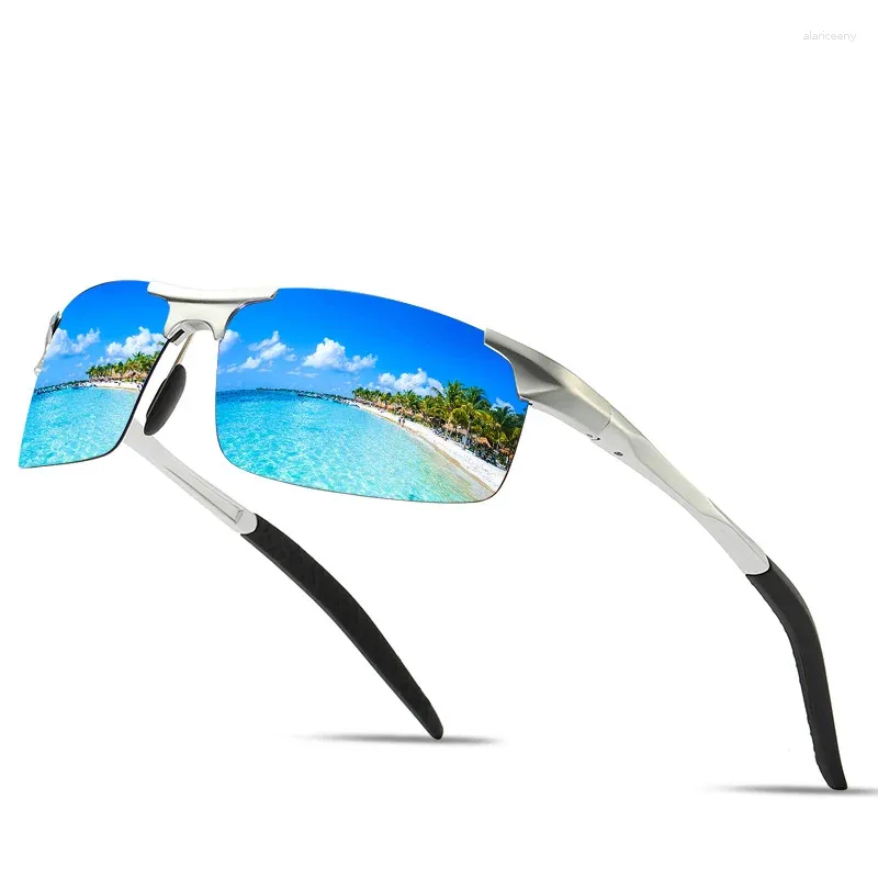 Solglasögon aluminium magnesium polariserade dammsäkra idrottsglasögon som kör utomhusfiske män