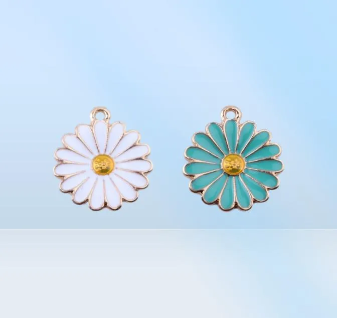 Yeni Gelme Toplu 100 PCSLOT EMAMEL DAISY ÇİÇEK CHARMS kolye 1821mm Altın Kaplama Seçenek 9713214 için 2 Renk