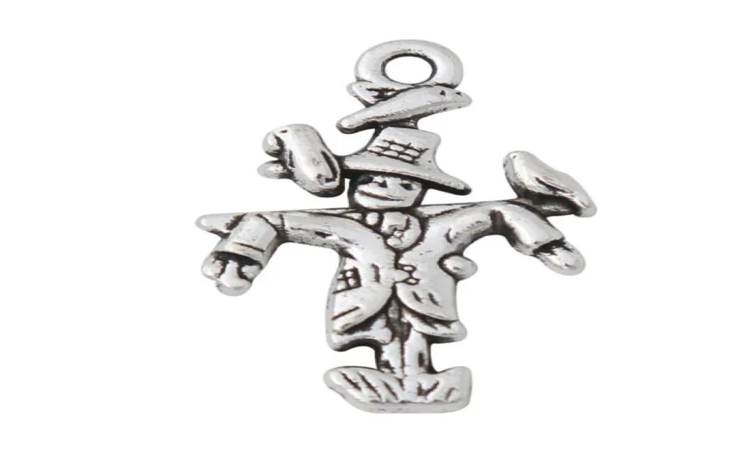 Whole Alloy Antique Silver Plated Scarecrow Shape Charms Fork Farmers 1525mm 100pcs AAC3824137002