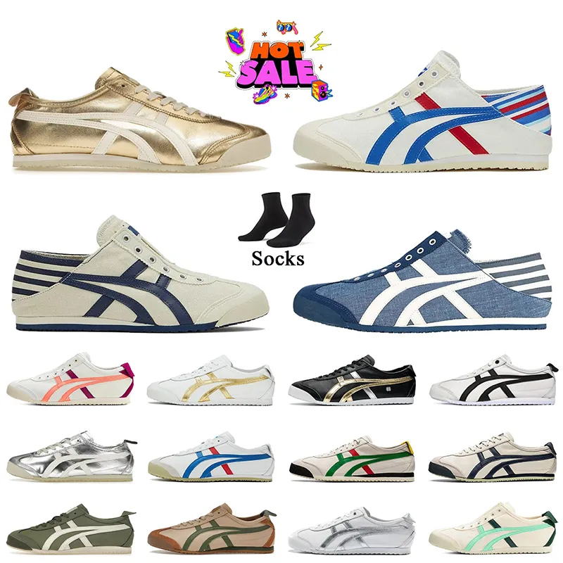 أعلى جودة نساء الرجال Onitsukass Tiger Mexico 66 Running Shoes Silver Off Green Red Yellow White Black Black Sneakers Tigers Slip-on Canvas Trainers