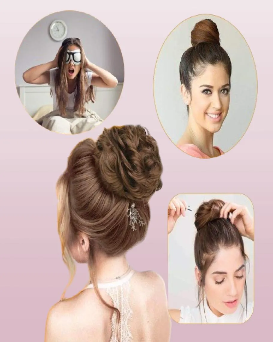 LANS Messy Hair Bun Extensions 3PCS LOT Bouclés Ondulés Synthétique Chignon Postiche Chouchous Scrunchy Updo Postiche pour les femmes LS143859116