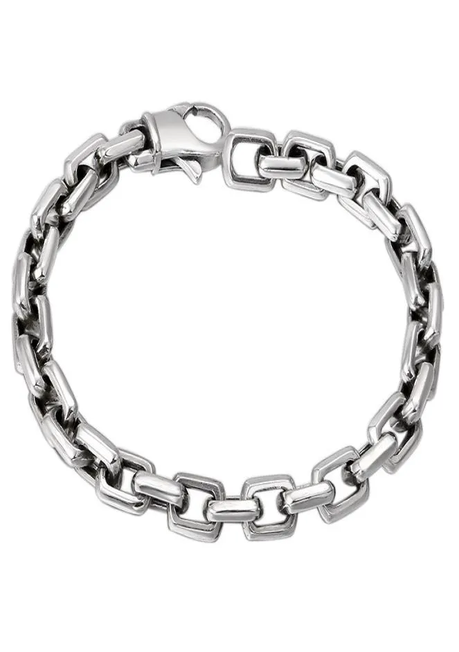 925 Sterling Silver colour Bracelet Man High Polish Curb Link Chain Bracelet for Vintage Punk Rock Biker Mens Jewelry9822581