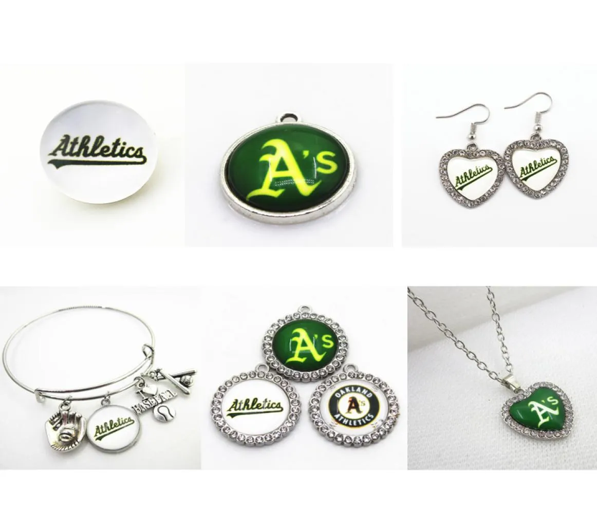 Équipe de baseball américaine Oakland Charms Athletic Dangle Charms Sports DIY Bracelet Collier Pendentif Boucle d'oreille Bijoux Suspendus Charms8715194