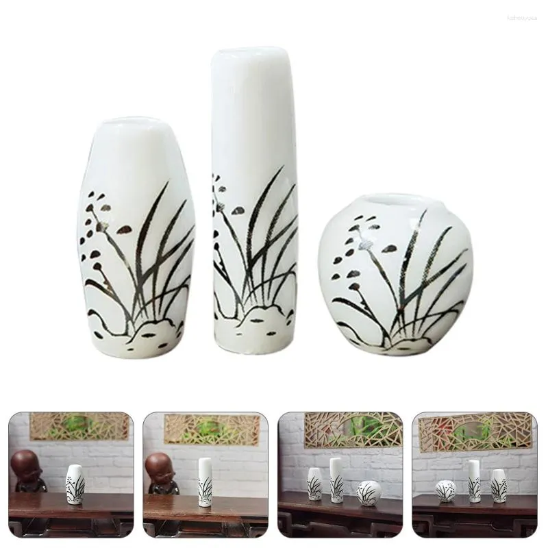 Vazen 3 PCS Small Vase Mini Ceramic Decor Decorate Miniature Adornment Ceramics House