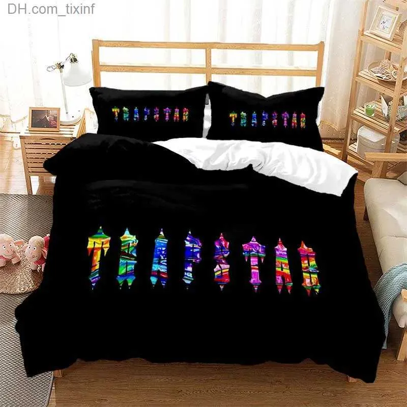 Set di biancheria da letto matrimoniale con motivo marmorizzato blu