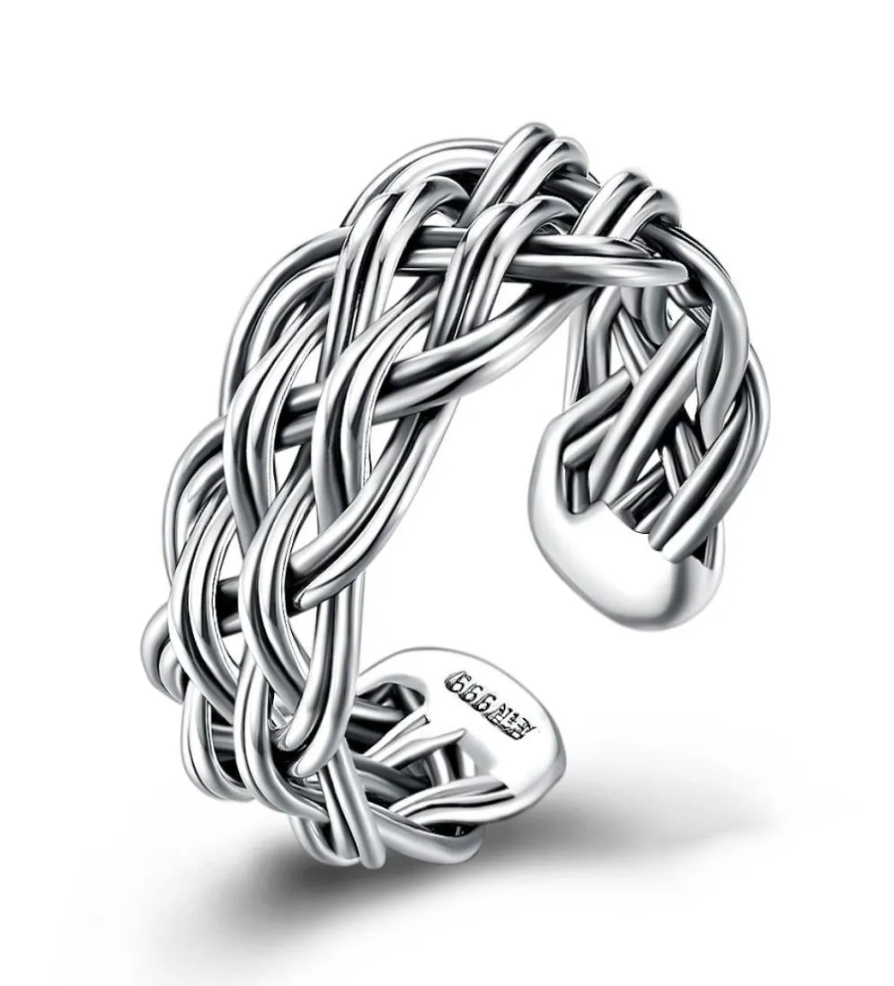 Retro Personlighetsring S925 Sterling Silver öppningsnät Ringtillbehör Enkla generösa designade smycken Damårsdagens gåva9270338