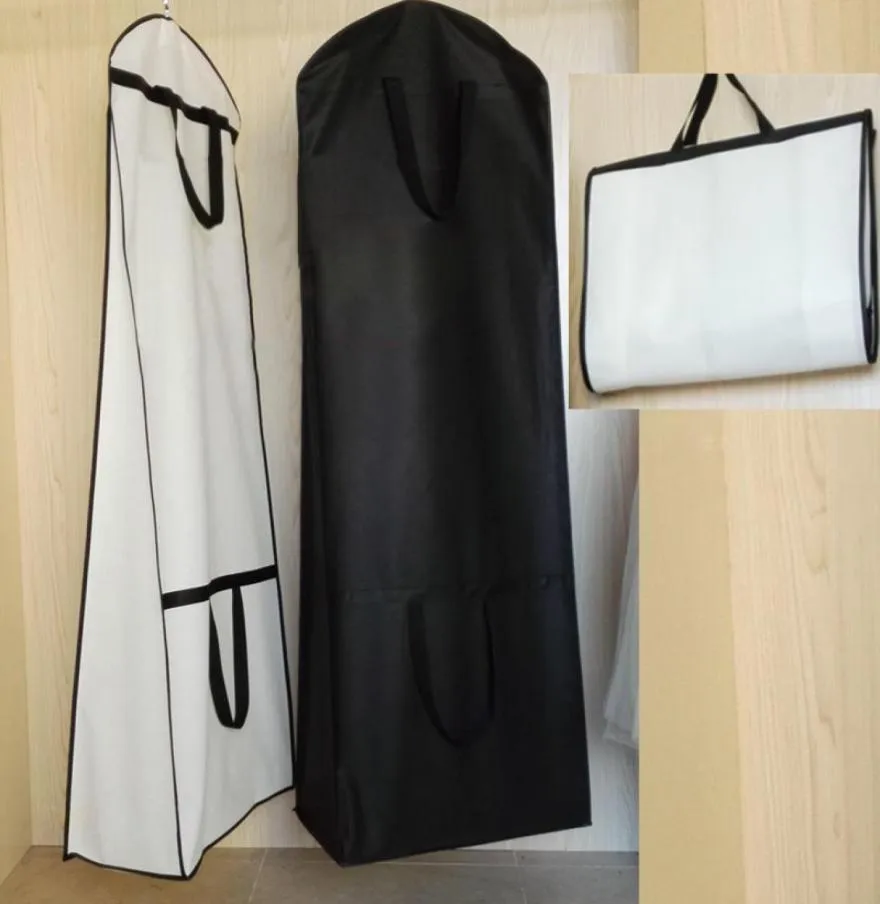 Portable blanc noir garniture robe de mariée de mariée sacs de rangement occasion housse de vêtement épaissir sac couverture magasin stockage manteau de poussière 160c3680723