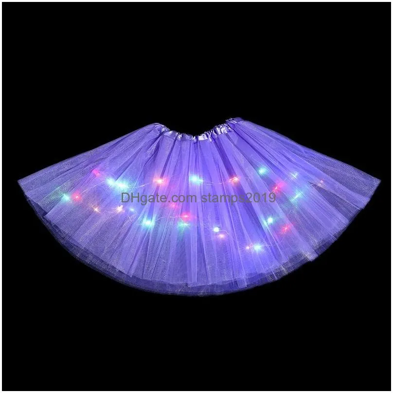 Autres événements Fournitures de fête Festival Enfant LED Tutu Robe Glow Light-Emitting Demi-longueur Gaze Jupe Lumière Halloween Noël Gir Dhcgu