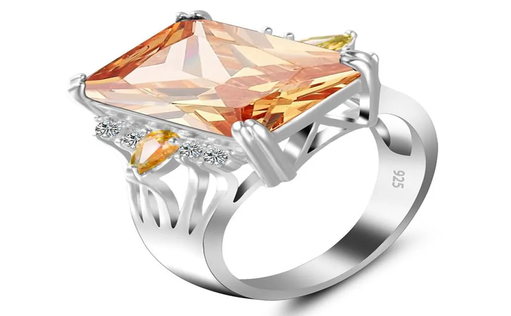 R536 Luxury Purple Rings smycken Kvinna Ny stil Silvergrenring för kvinnor Champagne Gold Crystal Girl4902205