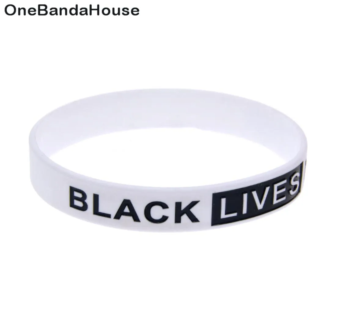 100 STKS Zwart-wit Klassieke Decoratie Logo Black Lives Matter Siliconen Rubber Polsbandje voor Promotie Gift7860529