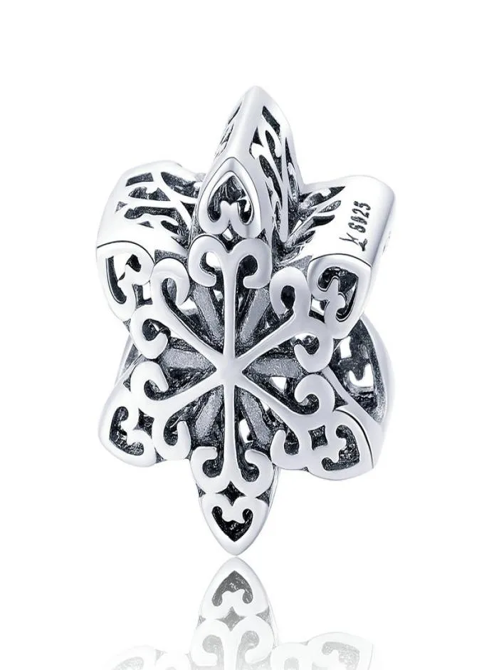 925 Sterlings Silver Snowflake Charms Fit Bracelet For Girls' Crhistmas Gift Charm High Polish Vintage7017628