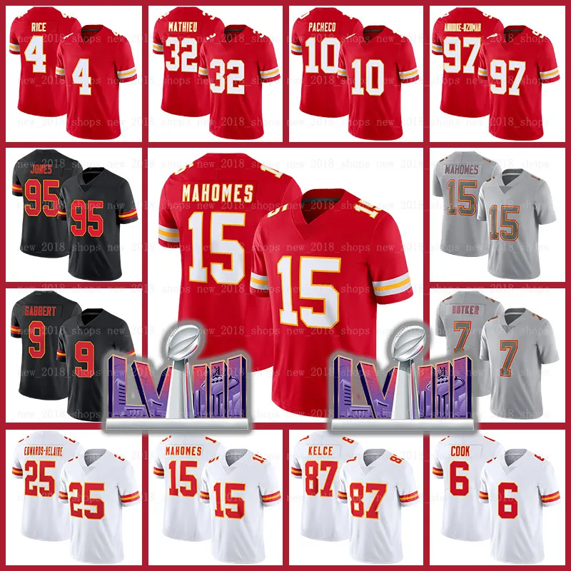 15 Patrick Mahomes Kansases City Football Chiefes Jersey Travis Kelce Isiah Pacheco Chris Jones Nick Bolton Rashee Rice Skyy Moore Blaine Gabbert George Karlaftis