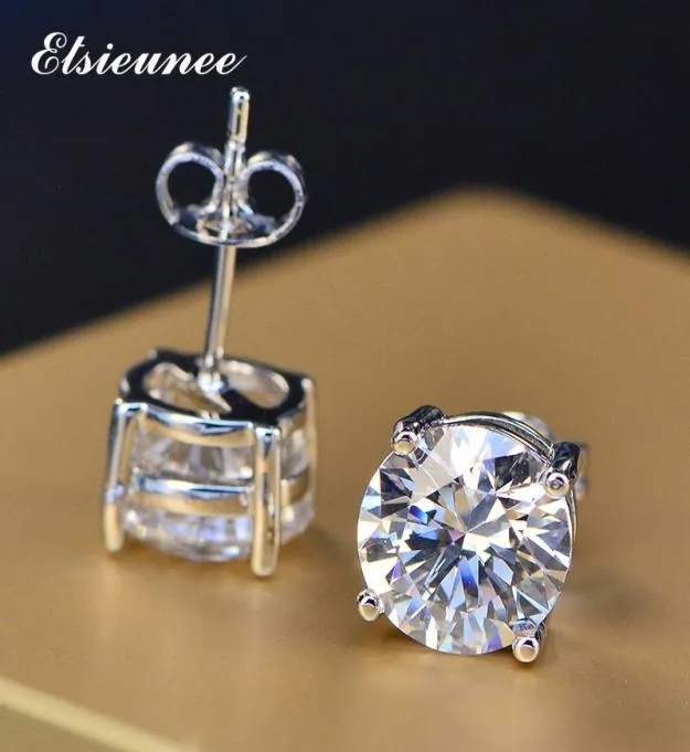 ELSIEUNEE Orecchini con diamanti Moissanite simulati in argento sterling 925 da 678 mm con taglio rotondo Orecchini con perno di fidanzamento e matrimonio per le donne6596700