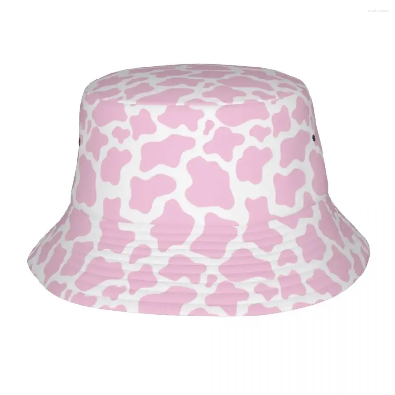 Beret Pink Cow Print! Kapelusz Bucket Panama dla mężczyzny kobieta Bob Hats Outdoor Reversible Fisherman Summer Fishing Unisex Caps