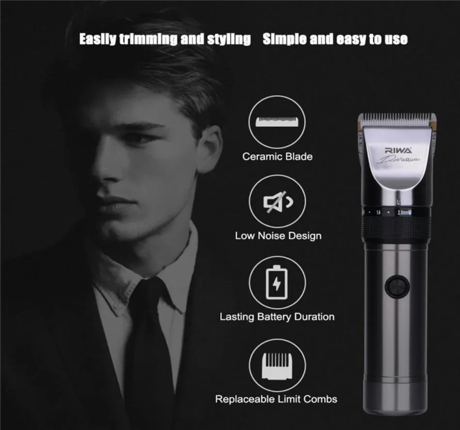 Quiet Hair Clipper Hair Cutting Machine Professional s Lithium Battery Titanium Ceramic Blade Hairdresser6668756