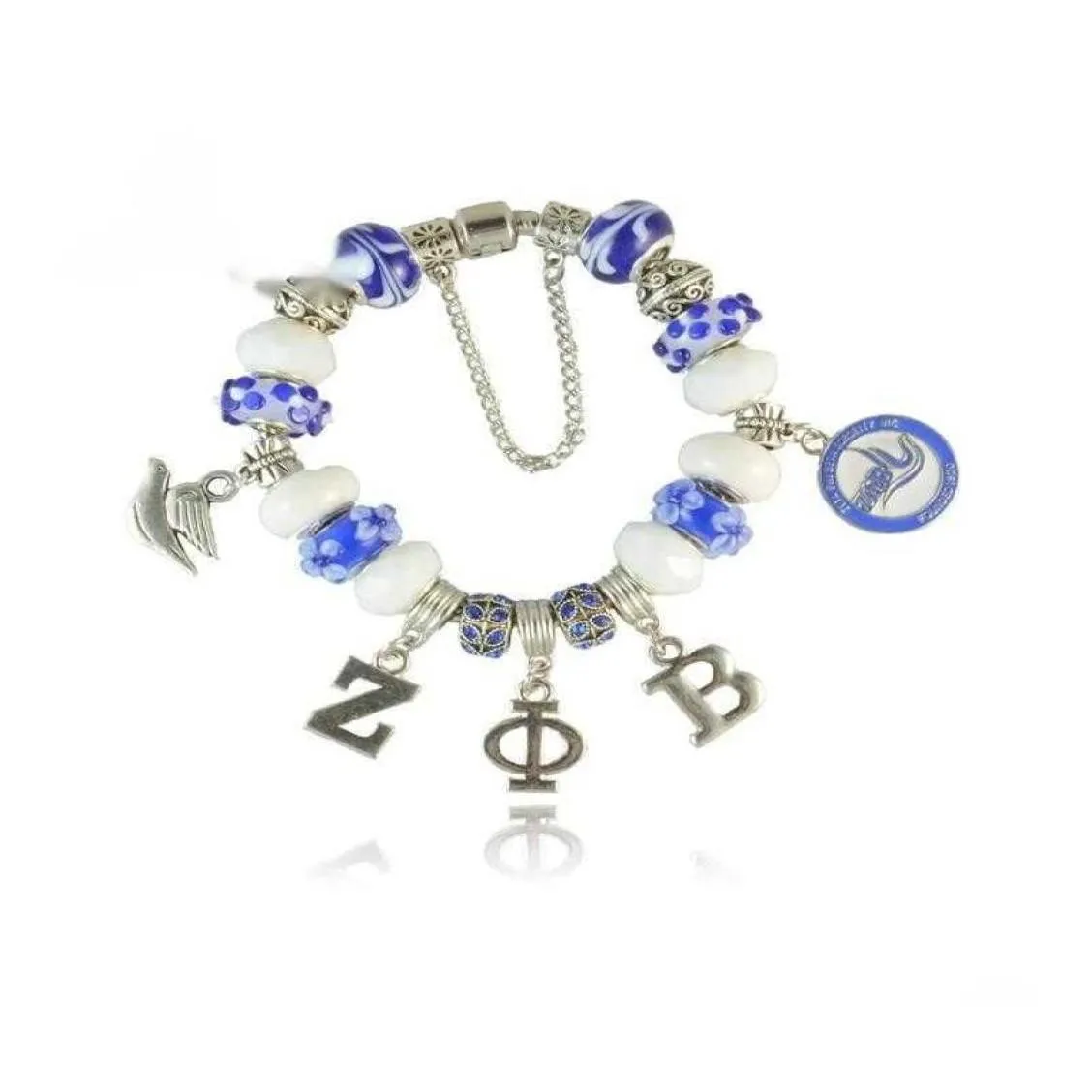 Braccialetti con ciondoli Moda Zeta Phi Beta Sorority Bracciale Zpb Donna Charm Bead Bangle9804777 Braccialetti gioielli con consegna di goccia Dhyv0